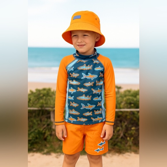 UV Skinz Other - Orange and Blue Rashguard Swim Set with Sun Protection 🧴 🌴
